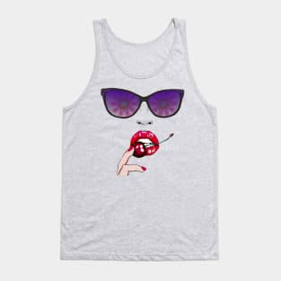 Cherry Lips Cool Sunglasses Tank Top